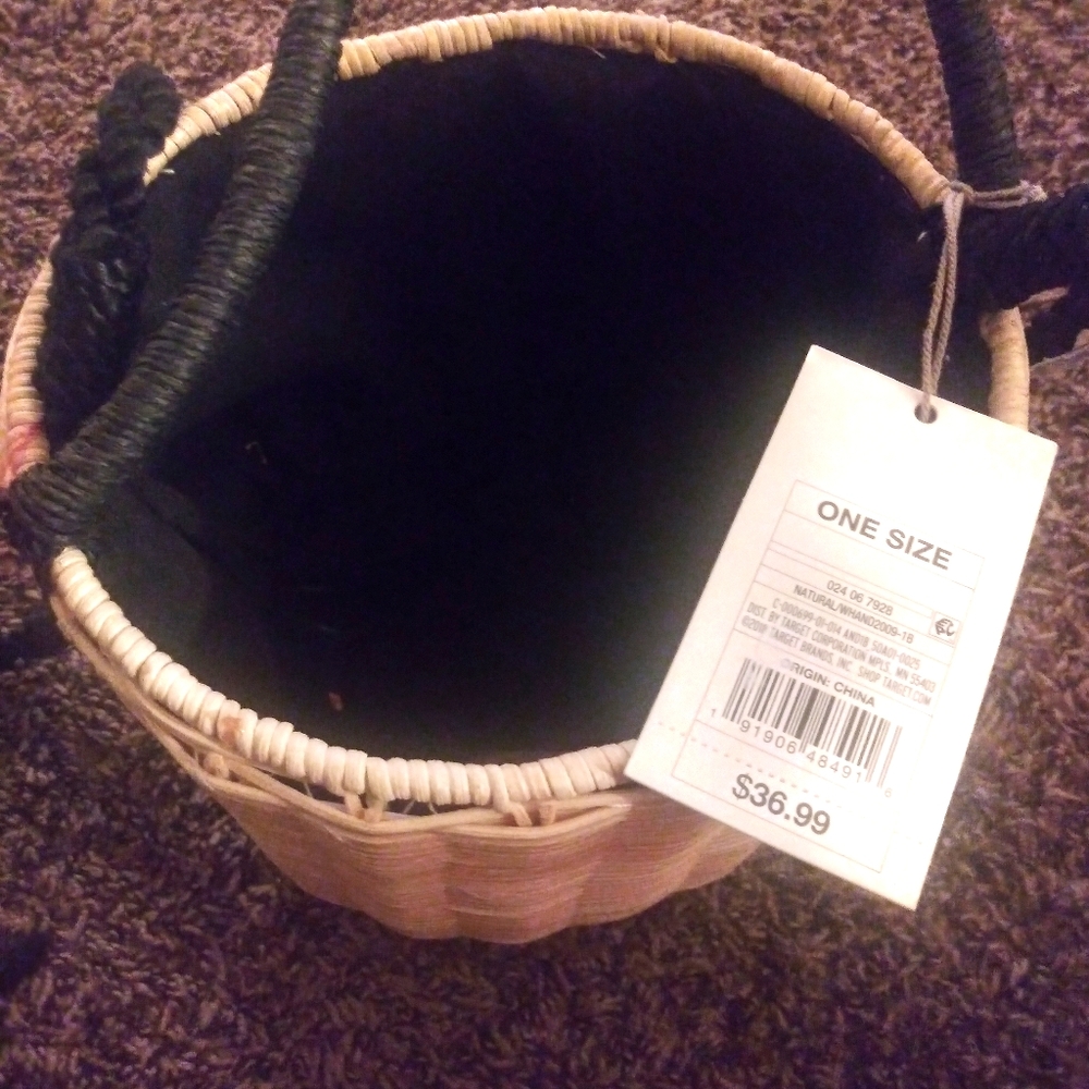 Rattan bucket women's crossbody bag tan